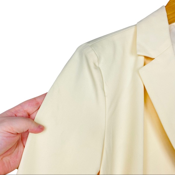 ZARA Blogger Fav Long Sleeve Structured Mini Blazer Dress Pastel Yellow Cream - Picture 15 of 16